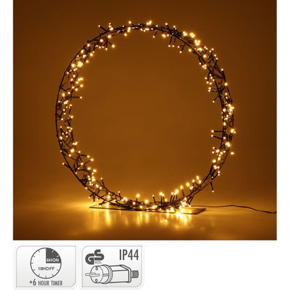 Kerstkrans Op Standaard - 200 Led - 40 Cm - Warm Wit - Timer