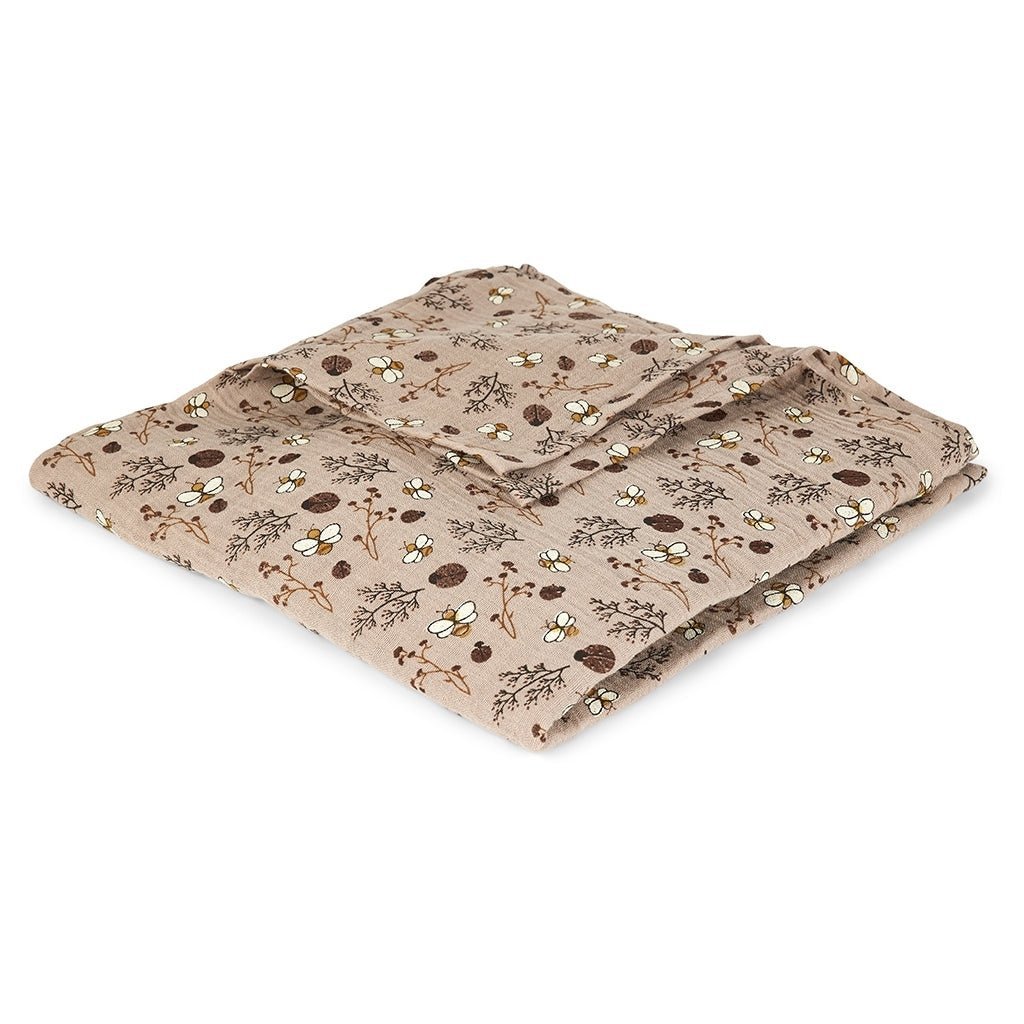 Inbakerdoek mousseline 120x120 cm biologisch katoen zand