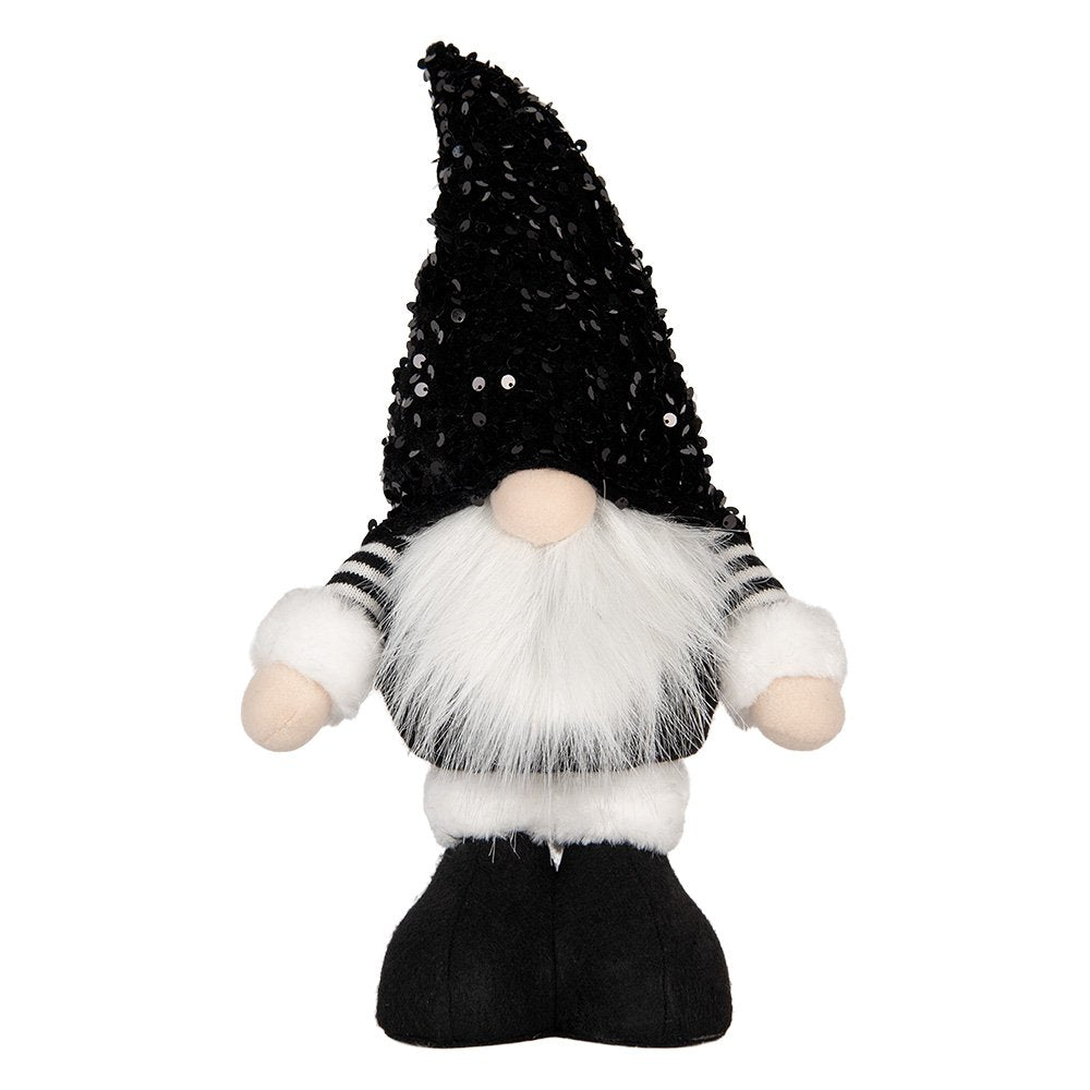 Kerstdecoratie kabouter 10x15x38 cm zwart synthetisch LED