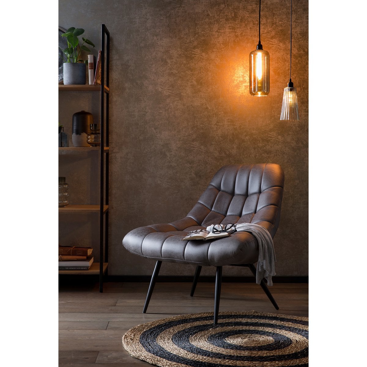 Fauteuil XXL kunstleer donkerbruin 76x85.6x85.6 cm