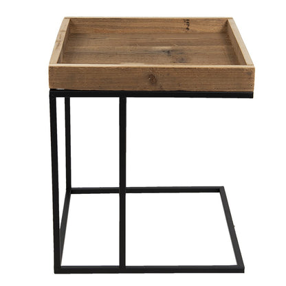 Bijzettafel 40x40x45 cm hout ijzer zwart