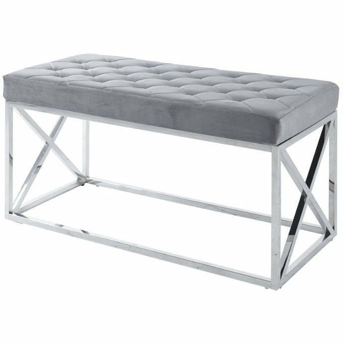 VERA Velvet Bankje Grijs Luxe Voor Woonkamer Zitplek