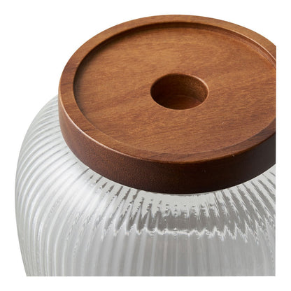 Voorraadpot glas acacia set van 2