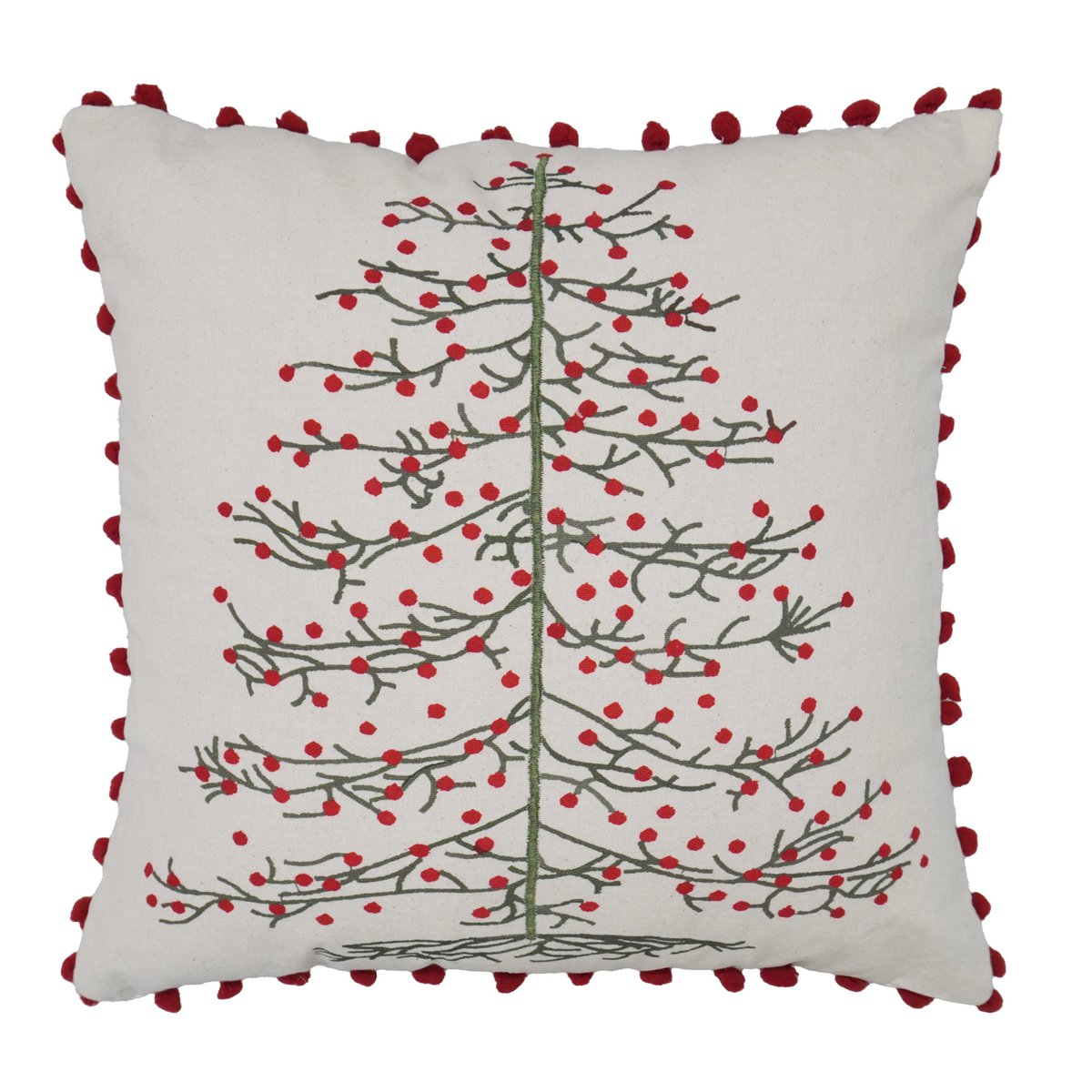 Kussenhoes kerst 45x45 cm katoen beige rood