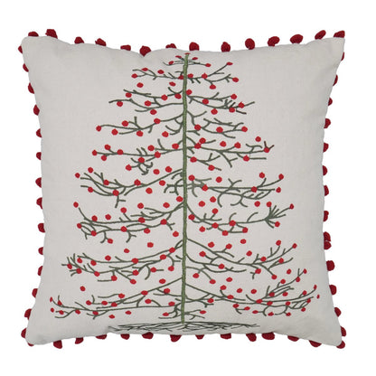 Kussenhoes kerst 45x45 cm katoen beige rood