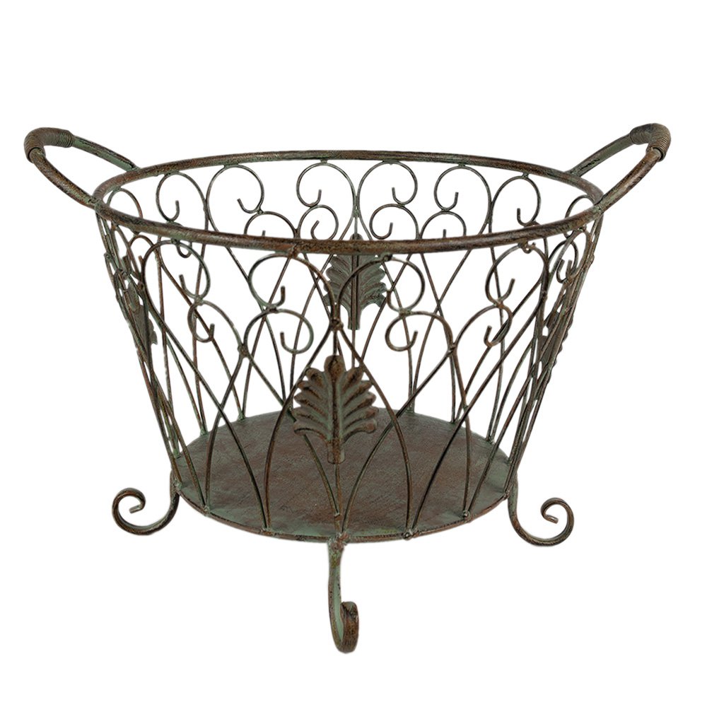 Opbergmand Ø 41 cm set van 2 groen bruin ijzer