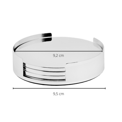 Onderzetters set van 4 zilver glas 9 cm