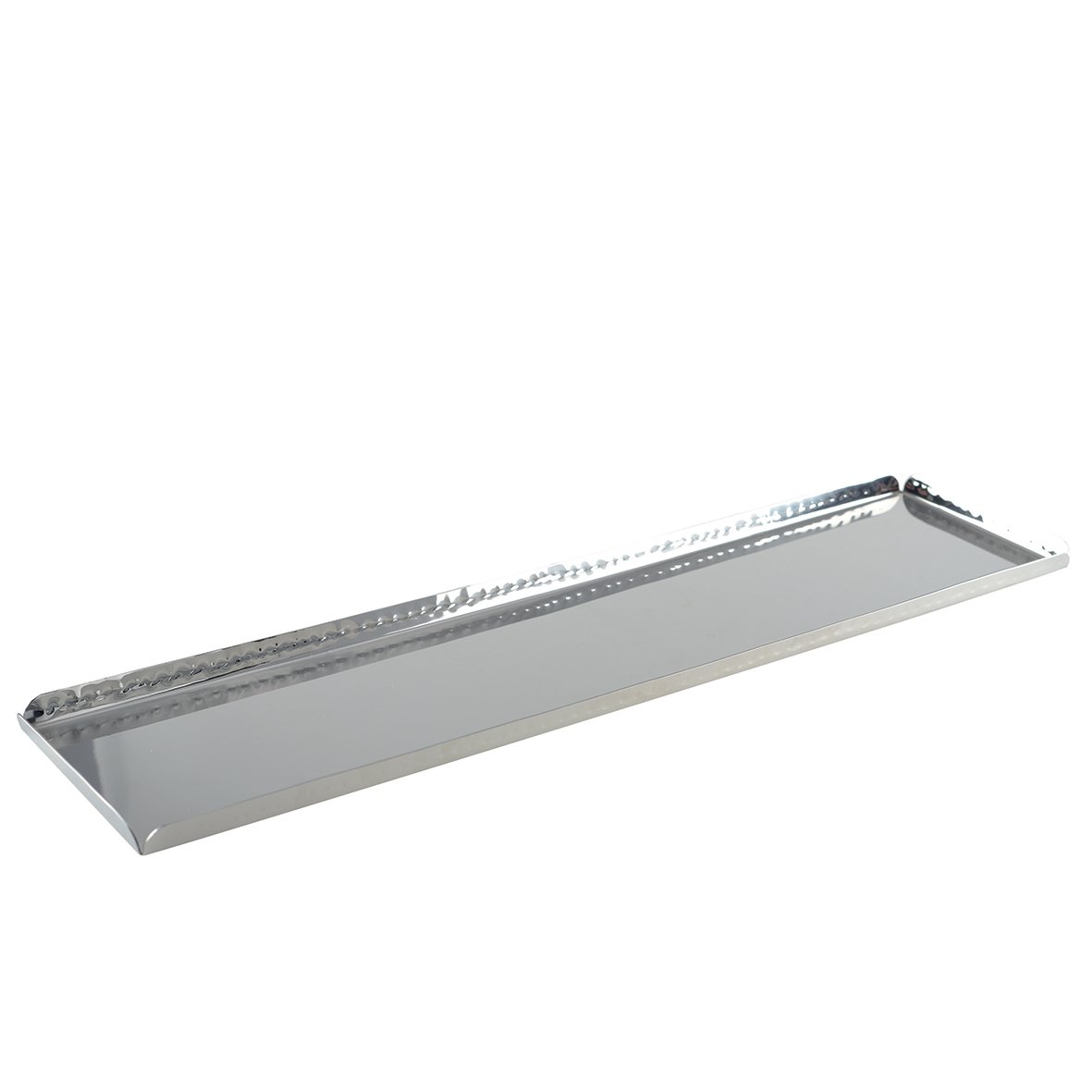 Lade 50x11.5x1.25 cm metaal zilver gehamerd