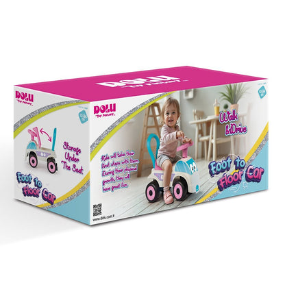 Dolu Loopauto Roze/Wit
