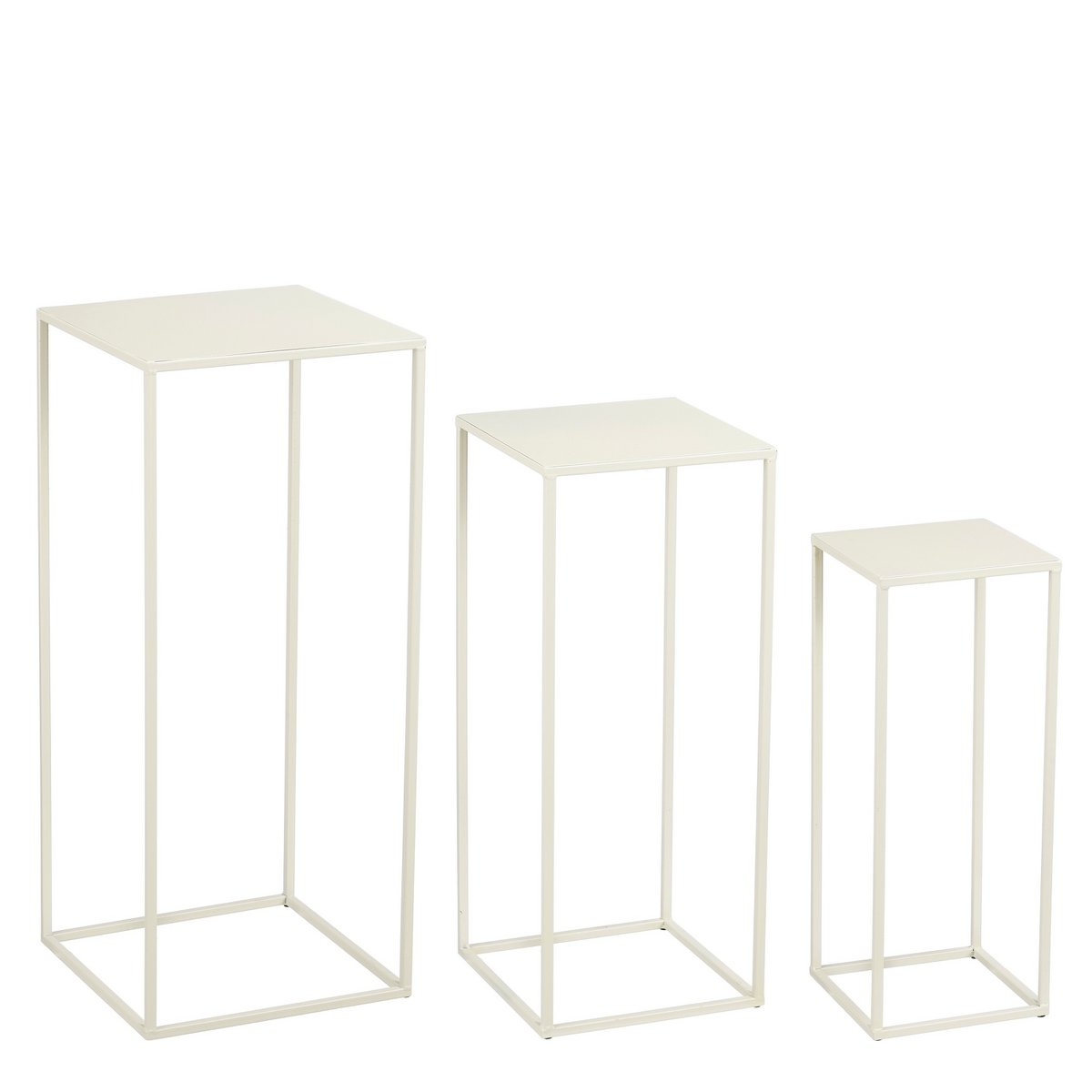 Bijzettafel set 3 metaal off-white 20x20x50 cm