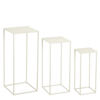 Bijzettafel set 3 metaal off-white 20x20x50 cm