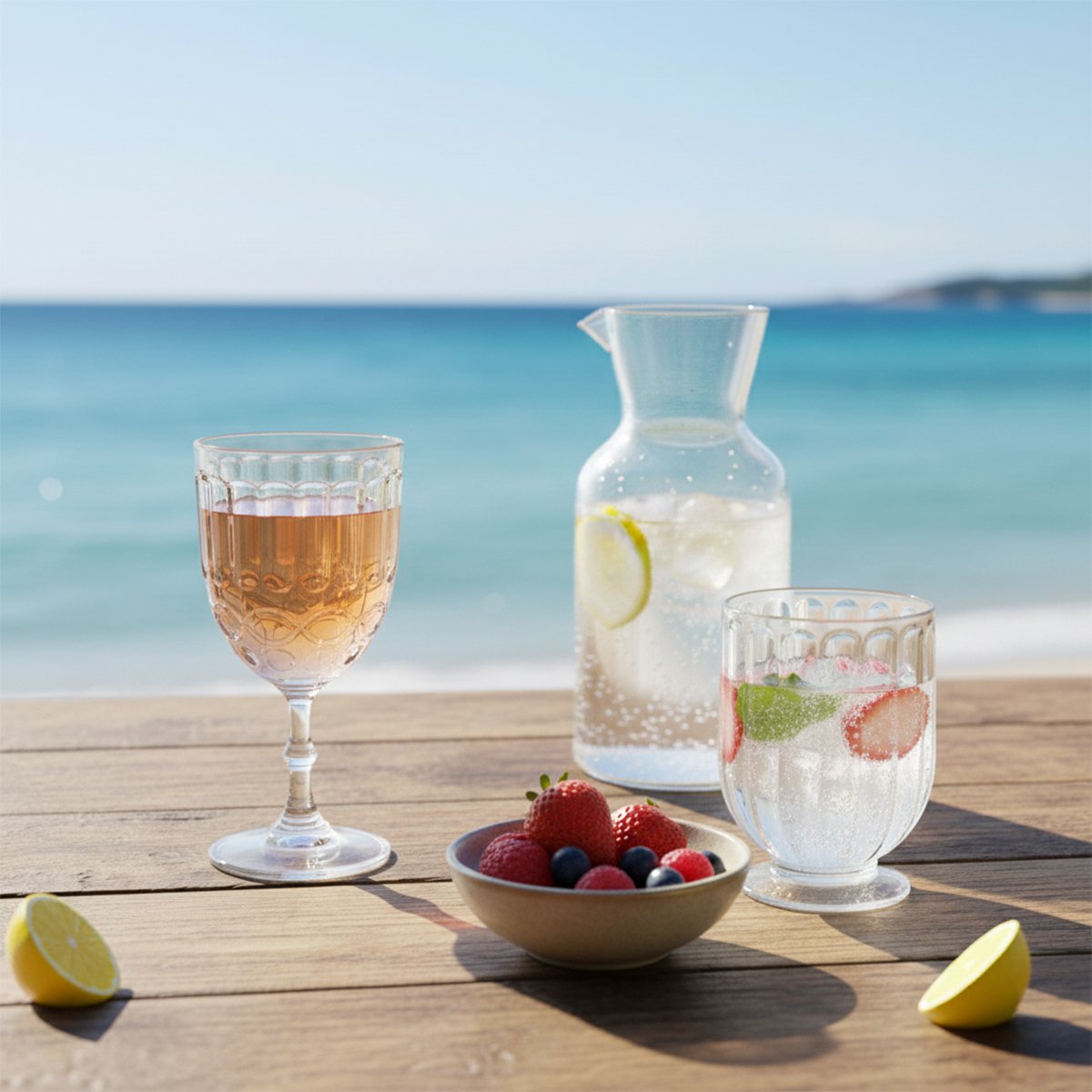 Transparent stemmed wine glasses - set of 6