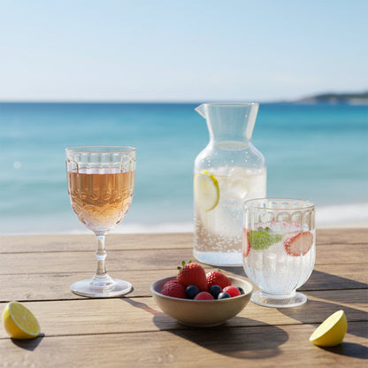 Transparent stemmed wine glasses - set of 6
