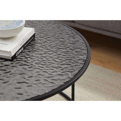 Salontafel 80 cm zwart rookglas