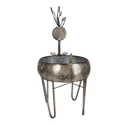Bloempot rendier 35x28x54 cm grijs bruin metaal
