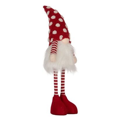 Kerstkabouter met LED 8x12x56 cm rood synthetisch
