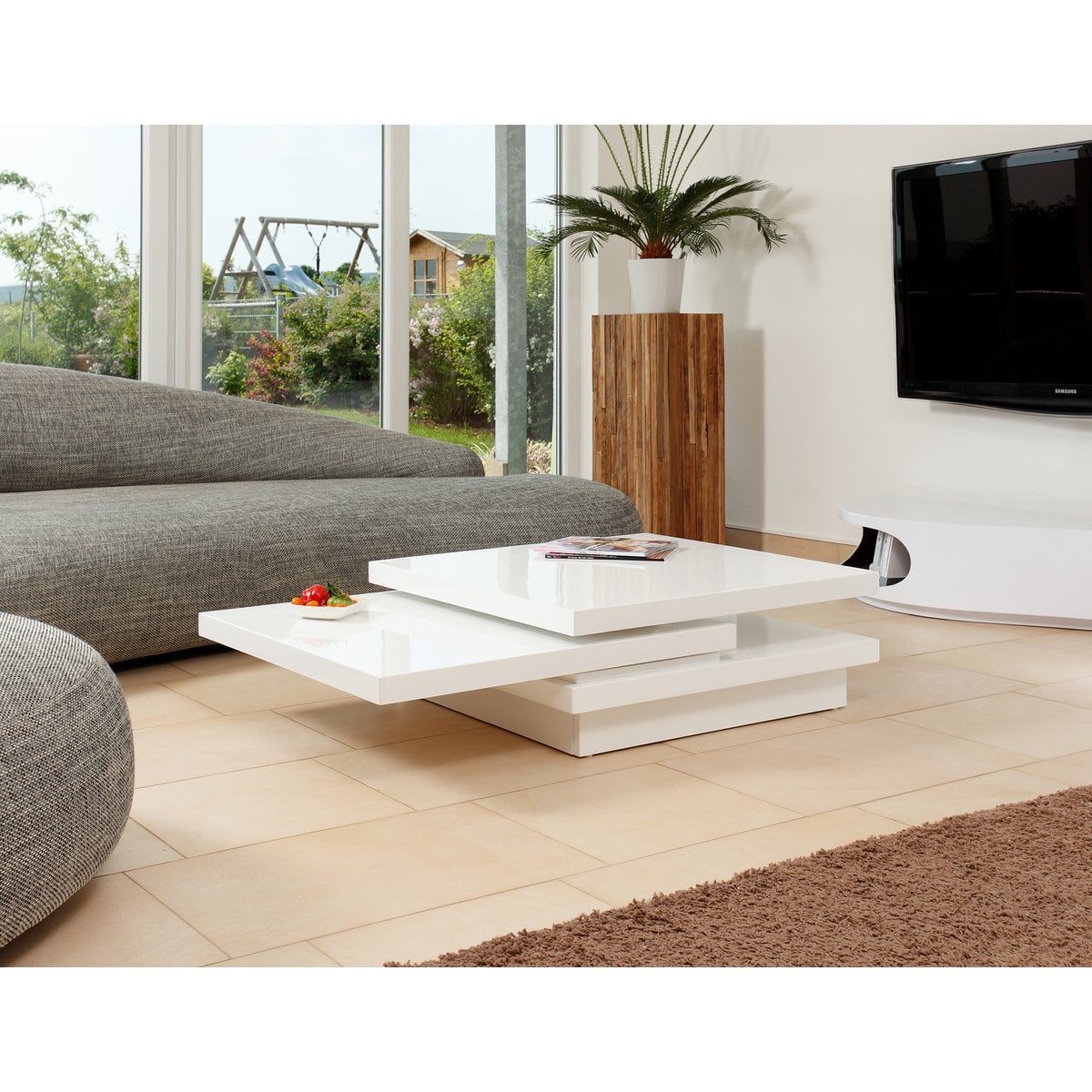 Salontafel 120x80x30 cm hoogglans wit MDF
