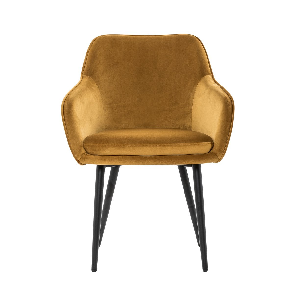 Eetkamerstoel fluweel mosterdgeel 61x85x60 cm