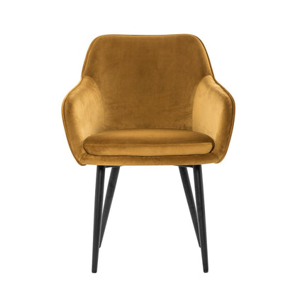Eetkamerstoel fluweel mosterdgeel 61x85x60 cm