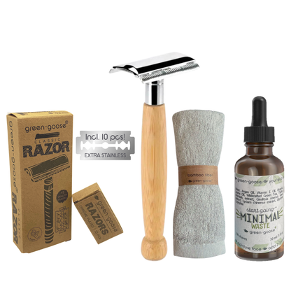 Scheerset bamboe met scheerolie