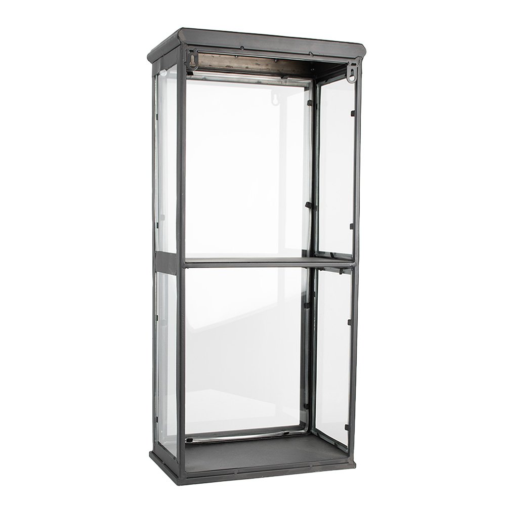 Vitrinekast 31x21x70 cm zwart ijzer glas