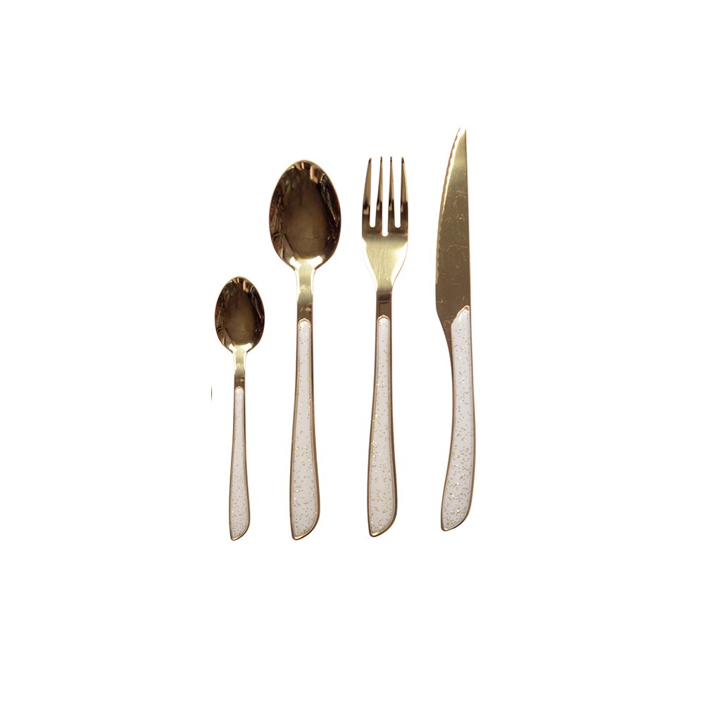 Bestekset 24 delig goud glitter