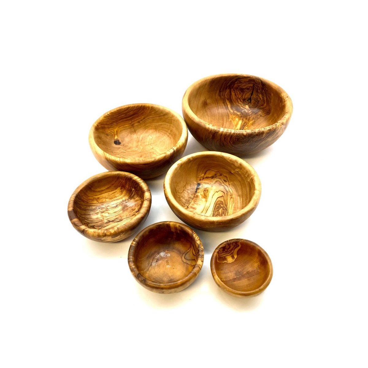 Olijfhouten kommen set 6 stuks rond