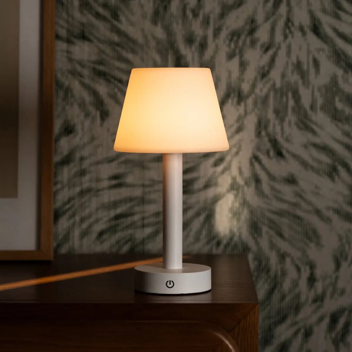 Tafellamp Zoë wit hout oplaadbaar dimbaar USB-C