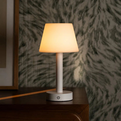 Tafellamp Zoë wit hout oplaadbaar dimbaar USB-C