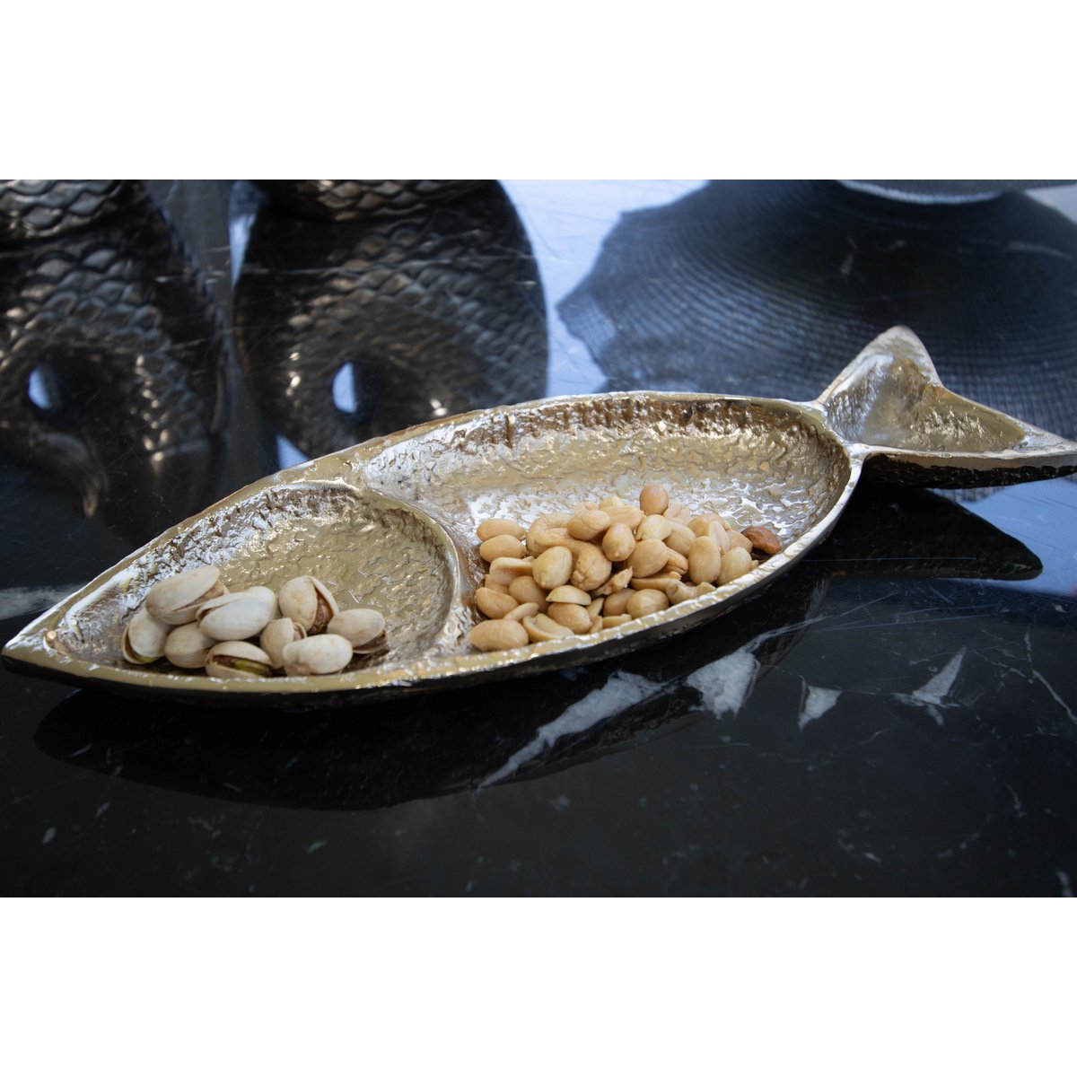 Platte beker 33x11x2.5 cm goud aluminium