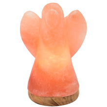 Himalayan Salt Lamp Angel on Wooden Base Orange 19 cm High