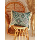 Cushion "Sea Green Mosaic" with fringe