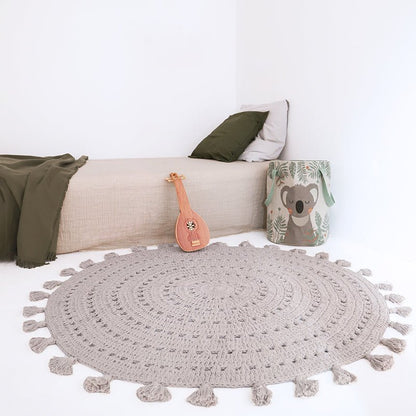 Kinderkleed rond 120 cm katoen pearl grey