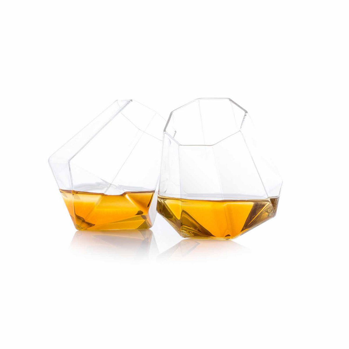 Whiskey glazen diamantvormig set van 2 borosilicaatglas