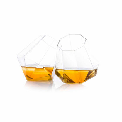 Whiskey glazen diamantvormig set van 2 borosilicaatglas