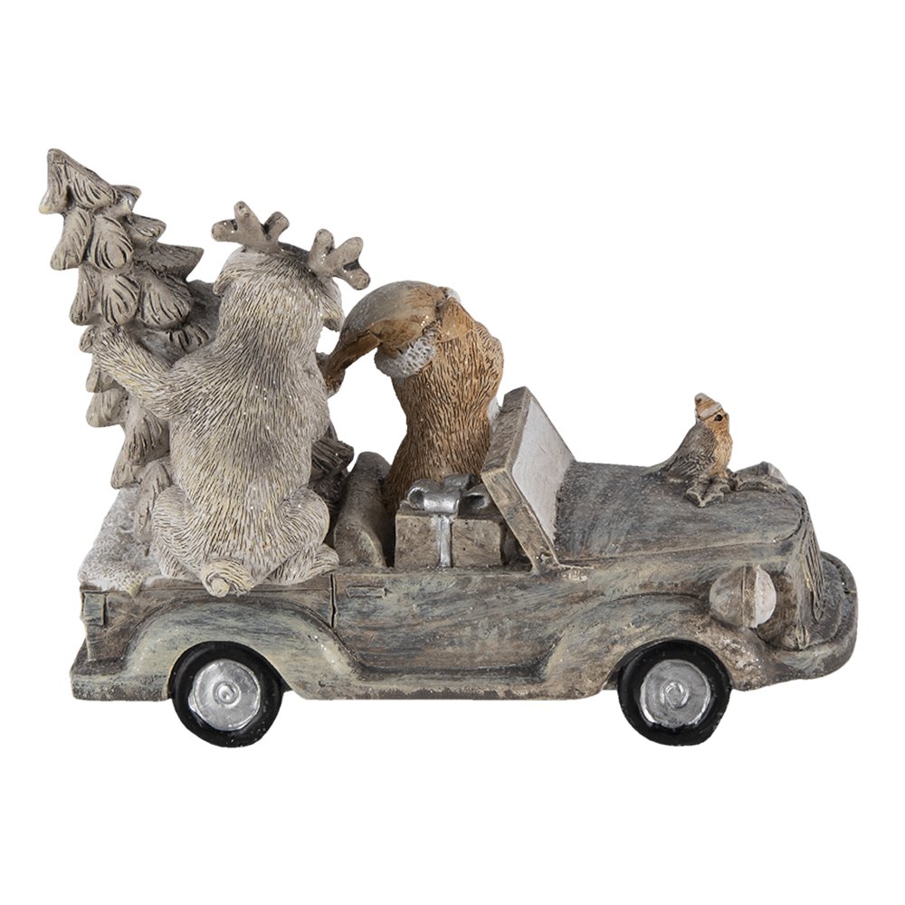 Dierenbeeld 16x8x11 cm grijs beige polyresin