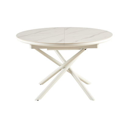 Eettafel rond 120 cm wit uitbreidbaar