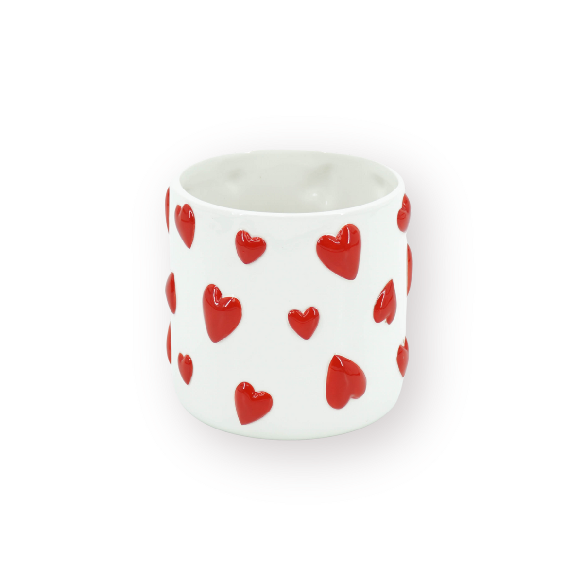 Bloempot 15,5x15,5x16 cm dolomiet wit rood