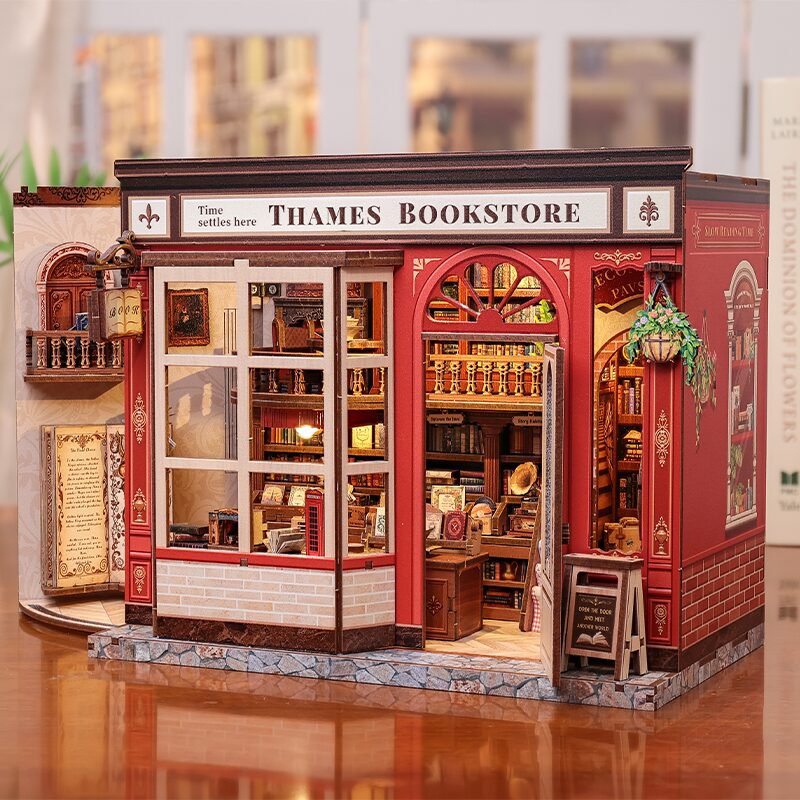 3D DIY huisje Thames Bookstore 22x14,3x17,7 cm hout