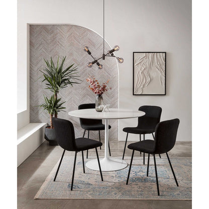 Stoelenset 4 stuks zwart bouclélook 52x44x79 cm