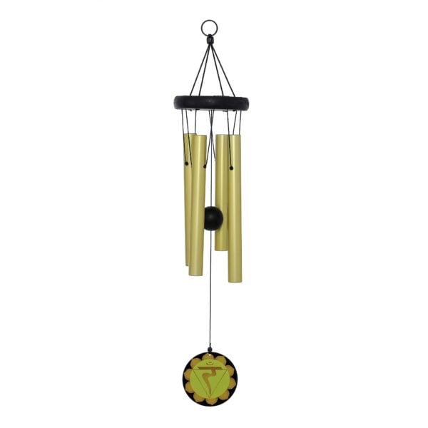 Windgong 60 cm geel hout aluminium