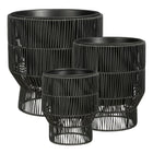 Bloempot buiten set 3 stuks zwart plastic