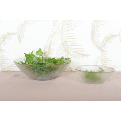 Glass flower vase with gold rim 16 cm