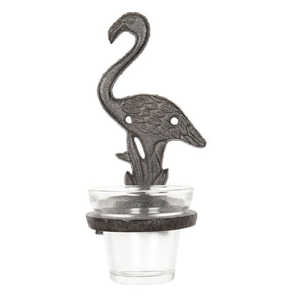 Theelichthouder flamingo 8x12x19 cm bruin metaal