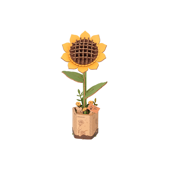 Robotime, DIY Wooden Flower Sun Flower, Sunflower, TW011, 9.5x8.5x23cm