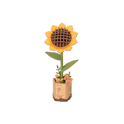 Robotime, DIY Wooden Flower Sun Flower, Sunflower, TW011, 9.5x8.5x23cm