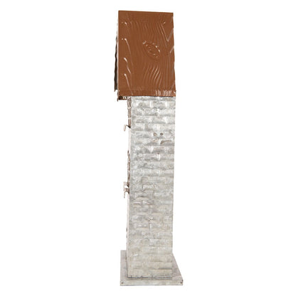 Waxinelichthouder huis 30x13x54 cm grijs metaal