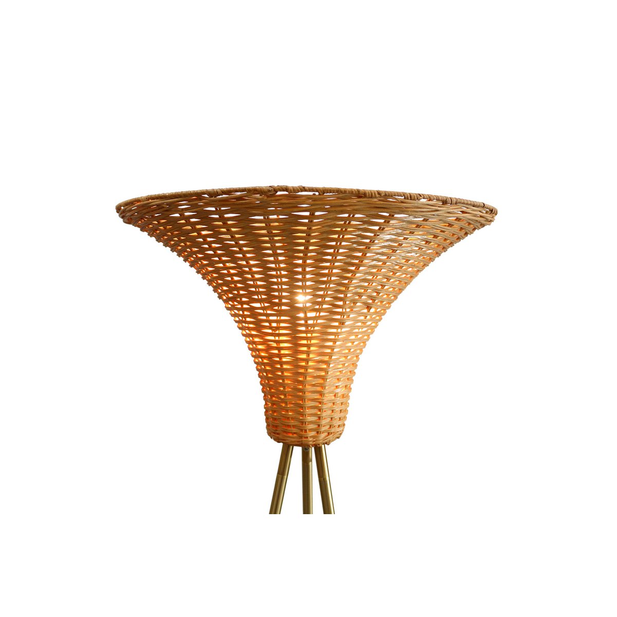 Staande lamp rotan kap messing 150 cm