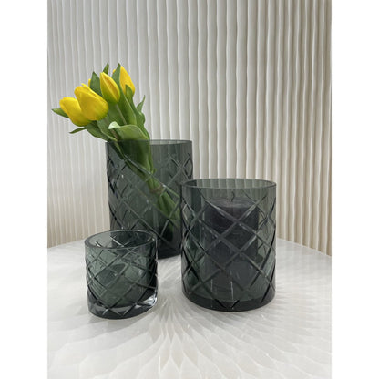 Windlicht kristalglas 5x8 cm blauw