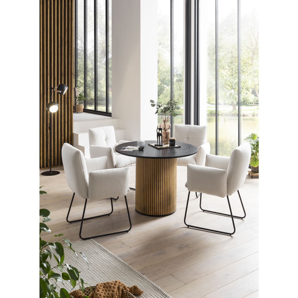 Fauteuil bouclé wit 73,5x64,5x87 cm